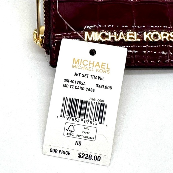 Michael Kors Medium Logo Card Case Wallet Ox Blood Multi - Picture 6 of 6